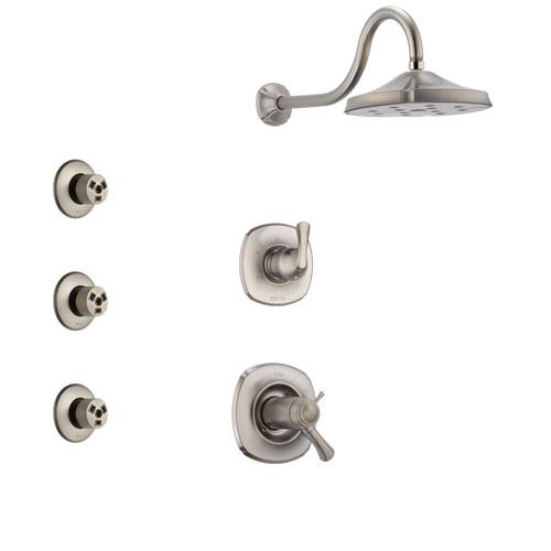 Delta Addison Dual Thermostatic Control Handle Stainless Steel Finish Shower System, 3-Setting Diverter, Showerhead, and 3 Body Sprays SS17T2921SS2