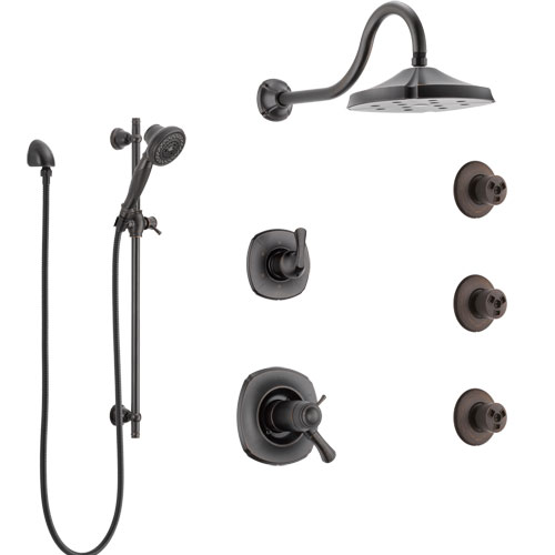 Delta Addison Venetian Bronze Shower System with Dual Thermostatic Control, Diverter, Showerhead, 3 Body Sprays, and Hand Shower SS17T2922RB6