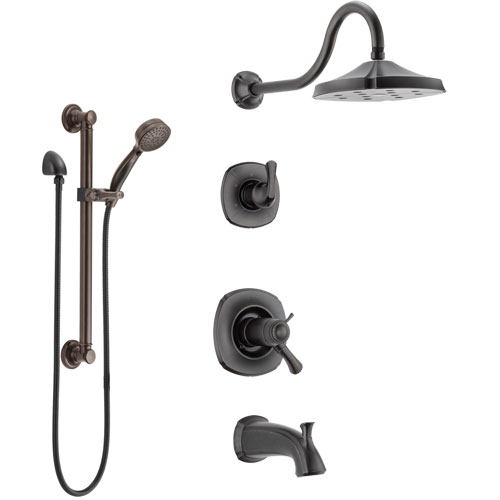 Delta Addison Venetian Bronze Tub and Shower System with Dual Thermostatic Control, Diverter, Showerhead, and Hand Shower with Grab Bar SS17T4921RB3