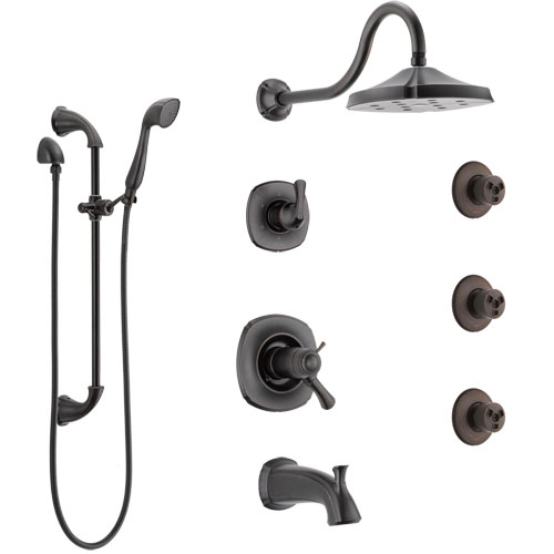 Delta Addison Venetian Bronze Tub and Shower System with Dual Thermostatic Control, Diverter, Showerhead, 3 Body Sprays, and Hand Shower SS17T4922RB3