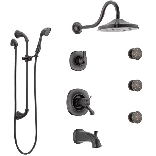 Delta Addison Venetian Bronze Tub and Shower System with Dual Thermostatic Control, Diverter, Showerhead, 3 Body Sprays, and Hand Shower SS17T4922RB4
