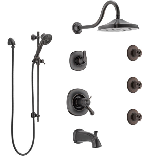 Delta Addison Venetian Bronze Tub and Shower System with Dual Thermostatic Control, Diverter, Showerhead, 3 Body Sprays, and Hand Shower SS17T4922RB6
