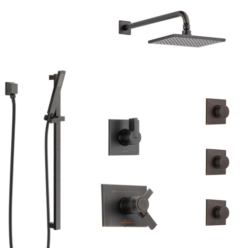 Delta Vero Venetian Bronze Shower System with Dual Thermostatic Control, 6-Setting Diverter, Showerhead, 3 Body Sprays, and Hand Shower SS17T532RB7