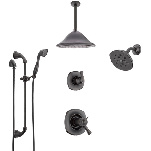 Delta Addison Venetian Bronze Shower System with Dual Thermostatic Control, Diverter, Showerhead, Ceiling Showerhead, and Hand Shower SS17T922RB1