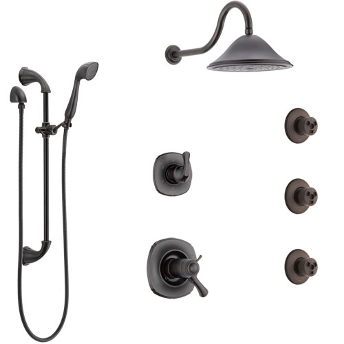 Delta Addison Venetian Bronze Shower System with Dual Thermostatic Control, 6-Setting Diverter, Showerhead, 3 Body Sprays, and Hand Shower SS17T922RB6
