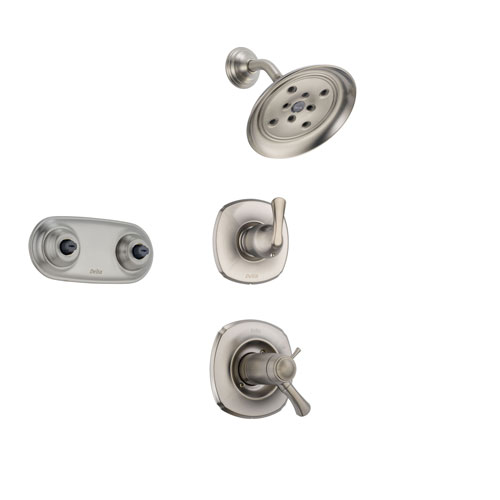 Delta Addison Stainless Steel Shower System with Thermostatic Shower Handle, 3-setting Diverter, Showerhead, and Dual Body Spray Shower Plate SS17T9285SS