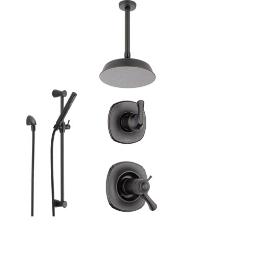 Delta Addison Venetian Bronze Shower System with Thermostatic Shower Handle, 6-setting Diverter, Large Ceiling Mount Rain Showerhead, and Handheld Shower SS17T9291RB