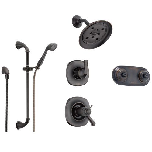 Delta Addison Venetian Bronze Shower System with Thermostatic Shower Handle, 6-setting Diverter, Showerhead, Hand Shower, and Dual Spray Shower Plate SS17T9294RB