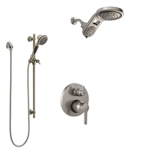 Delta Trinsic Stainless Steel Finish Shower System with Control Handle, Integrated Diverter, Dual Showerhead, and Hand Shower SS24859SS12