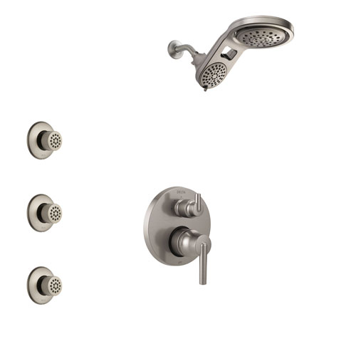 Delta Trinsic Stainless Steel Finish Shower System with Control Handle, Integrated 3-Setting Diverter, Dual Showerhead, and 3 Body Sprays SS24859SS5