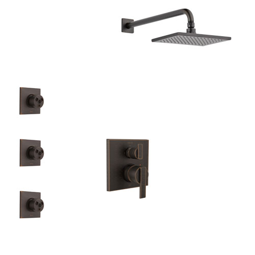 Delta Ara Venetian Bronze Finish Shower System with Control Handle, Integrated 3-Setting Diverter, Showerhead, and 3 Body Sprays SS24867RB10