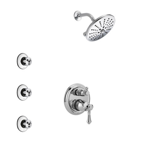 Delta Cassidy Chrome Finish Shower System with Control Handle, Integrated 3-Setting Diverter, Showerhead, and 3 Body Sprays SS248977