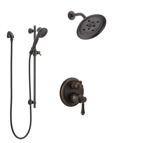 Delta Cassidy Venetian Bronze Shower System with Control Handle, Integrated 3-Setting Diverter, Showerhead, and Hand Shower with Slidebar SS24897RB1