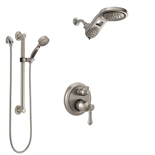 Delta Cassidy Stainless Steel Finish Shower System with Control Handle, Integrated Diverter, Dual Showerhead, and Hand Shower with Grab Bar SS24897SS5