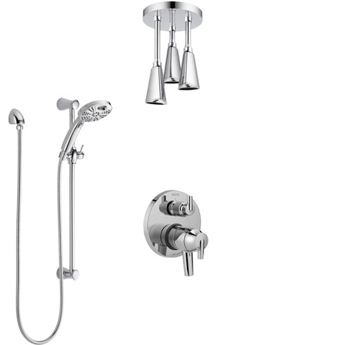 Delta Trinsic Chrome Finish Shower System with Dual Control Handle, Integrated Diverter, Ceiling Mount Showerhead, and Temp2O Hand Shower SS2785912
