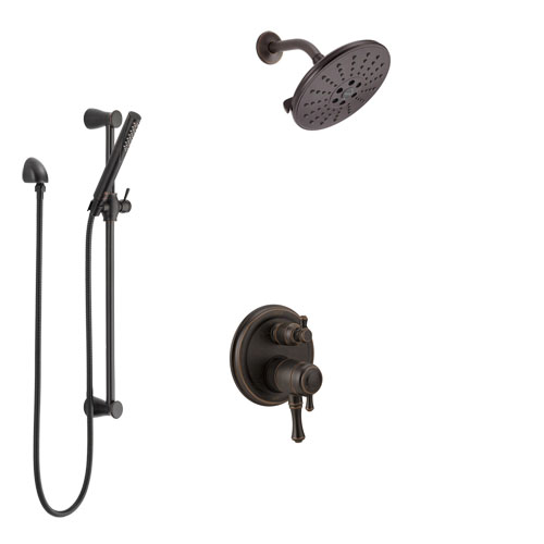 Delta Cassidy Venetian Bronze Shower System with Dual Control Handle, Integrated Diverter, Showerhead, and Hand Shower with Slidebar SS27897RB10