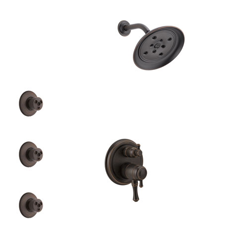 Delta Cassidy Venetian Bronze Finish Shower System with Dual Control Handle, Integrated 3-Setting Diverter, Showerhead, and 3 Body Sprays SS27897RB3