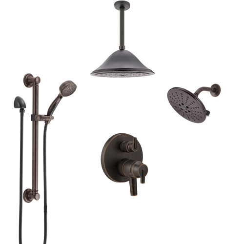 Delta Trinsic Venetian Bronze Dual Control Handle Shower System, Integrated Diverter, Showerhead, Ceiling Showerhead, Grab Bar Hand Spray SS27959RB7