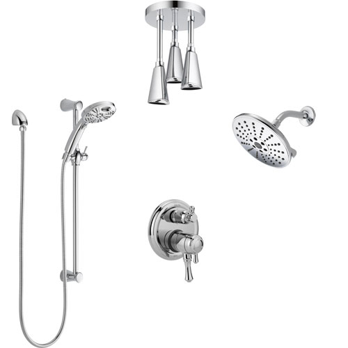 Delta Cassidy Chrome Shower System with Dual Control Handle, Integrated Diverter, Showerhead, Ceiling Mount Showerhead, & Temp2O Hand Shower SS2799710