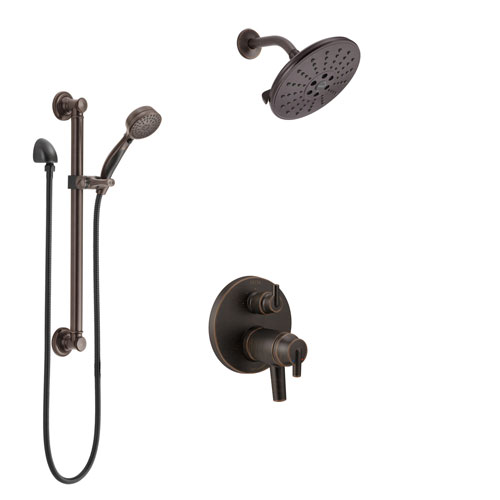 Delta Trinsic Venetian Bronze Integrated Diverter Shower System with Dual Thermostatic Control, Showerhead, and Hand Shower with Grab Bar SS27T859RB2