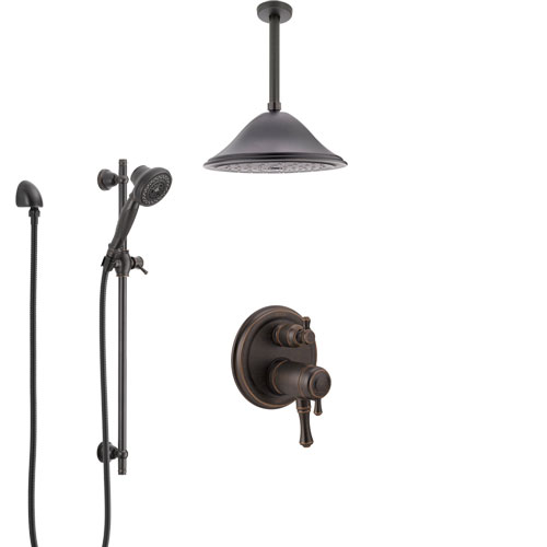 Delta Cassidy Venetian Bronze Integrated Diverter Shower System with Dual Thermostatic Control, Ceiling Mount Showerhead, and Hand Shower SS27T897RB3