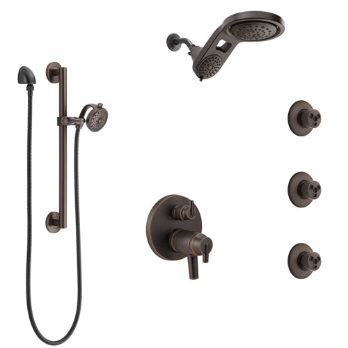 Delta Trinsic Venetian Bronze Dual Thermostatic Control Shower System, Dual Showerhead, 3 Body Jets, Grab Bar Hand Spray SS27T959RB2