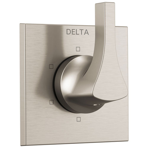 Qty (1): Delta Zura Collection Stainless Steel Finish 6 Setting 3 Port Modern Shower Diverter Trim Kit
