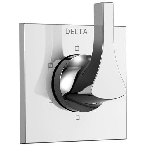 Qty (1): Delta Zura Collection Chrome Finish 6 Setting 3 Port Modern Shower Diverter Trim Kit