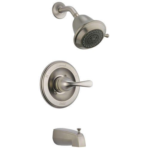Delta Stainless Steel Finish Monitor 13 Series Classic Watersense Single Lever Tub and Shower Includes Rough-in Valve with Stops D2522V