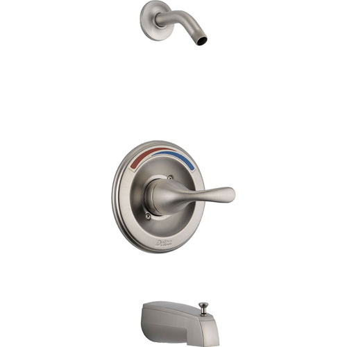 Qty (1): Delta Stainless Steel Finish Monitor 13 Series Classic One Handle Tub and Shower Faucet Trim Less Showerhead