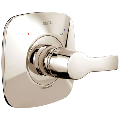 Delta Tesla Collection Polished Nickel Finish Monitor 14 Series Modern Shower Valve Control Handle Includes Rough-in Valve with Stops D2047V