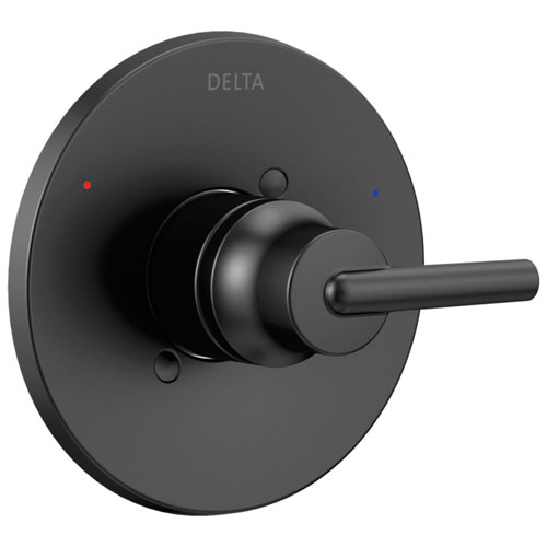 Qty (1): Delta Trinsic Collection Matte Black Monitor 14 Modern Round Shower Faucet Valve Only Control Handle Trim Kit