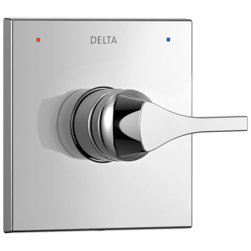 Qty (1): Delta Zura Collection Chrome Finish Monitor 14 Series Single Handle Square Shower Faucet Control Handle Trim Kit