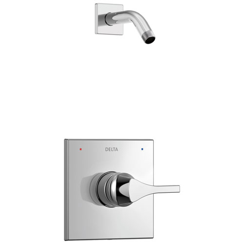 Qty (1): Delta Zura Collection Chrome Modern Single Handle Monitor 14 Shower only Faucet Trim Kit Less Showerhead