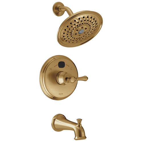 Qty (1): Delta Champagne Bronze Traditional 14 Series Digital Display Temp2O One Handle Tub and Shower Combination Faucet Trim