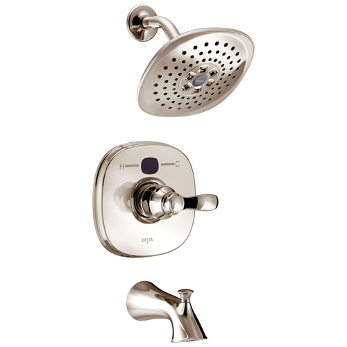 Qty (1): Delta Polished Nickel Transitional One Handle 14 Series Digital Display Temp2O Tub and Shower Combination Faucet Trim