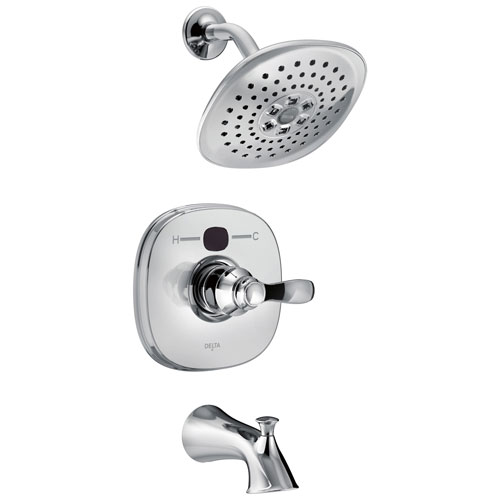 Qty (1): Delta Chrome Transitional One Handle 14 Series Digital Display Temp2O Tub and Shower Combination Faucet Trim