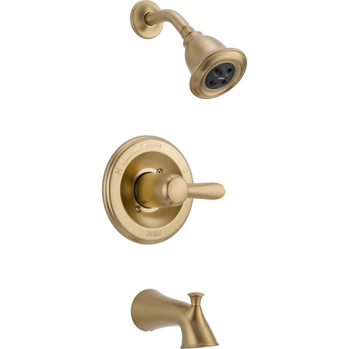 Delta Lahara Champagne Bronze Tub and Shower Combo Faucet Includes Valve D349V
