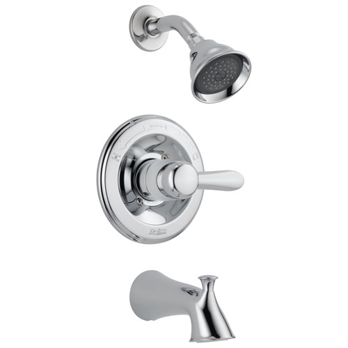 Delta Lahara Collection Chrome Finish Monitor 14 Series Single Handle Showerhead and Tub Spout Combination Faucet Includes Rough-in Valve with Stops D2420V