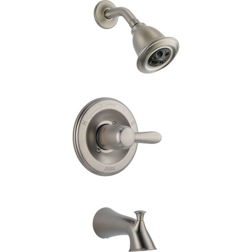 Delta Lahara Stainless Steel Finish Tub and Shower Combination with Valve D245V