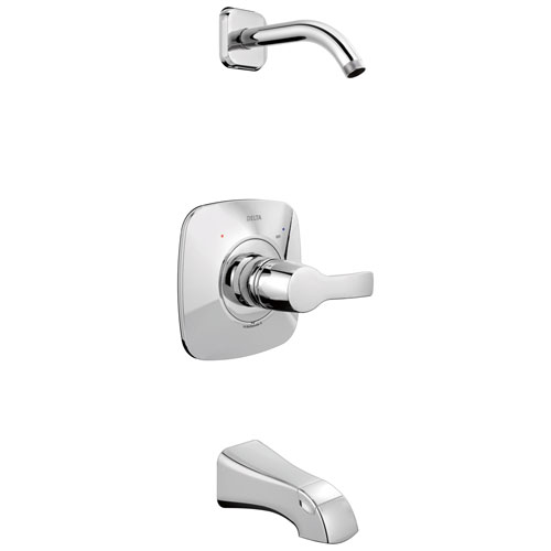 Qty (1): Delta Tesla Collection Chrome Monitor 14 Modern Single Handle Tub and Shower Faucet Combo Trim Less Showerhead