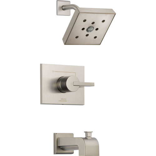 Qty (1): Delta Vero Stainless Steel Finish Tub and Shower Combination Faucet Trim
