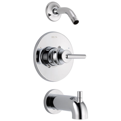 Delta Trinsic Collection Chrome Single Handle Monitor 14 Tub and Shower Combination Faucet Trim Kit - Less Showerhead (Valve Sold Separately) 614956