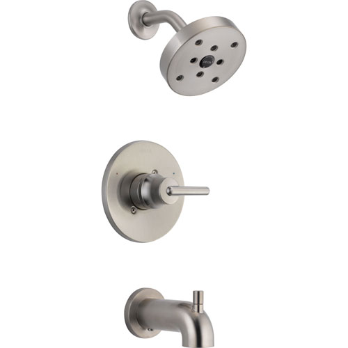 Qty (1): Delta Trinsic Stainless Steel Finish Tub and Shower Combo Faucet Trim