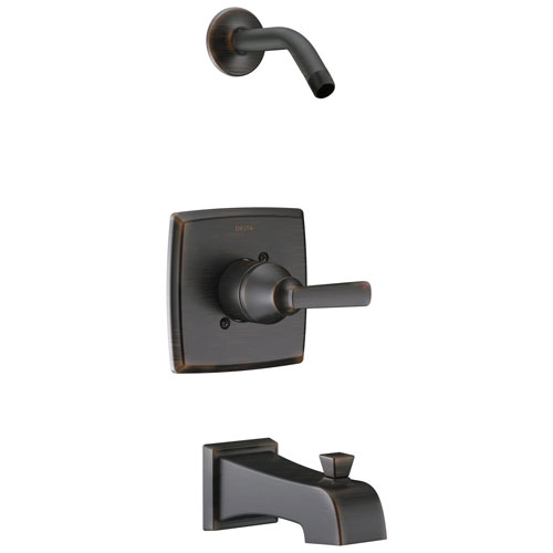 Qty (1): Delta Ashlyn Collection Venetian Bronze Monitor 14 Stylish Tub Shower Combination Faucet Trim Less Showerhead