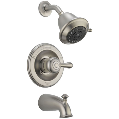 Qty (1): Delta Leland 1 Handle Stainless Steel Finish Tub and Shower Faucet Trim