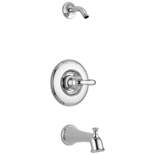 Delta Linden Collection Chrome Finish Monitor 14 Series Tub and Shower Combo - Less Showerhead Includes Trim Kit Rough Valve with Stops D2368V
