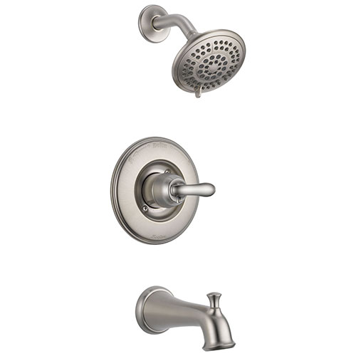 Qty (1): Delta Linden Stainless Steel Finish Tub and Shower Combo Faucet Trim Kit