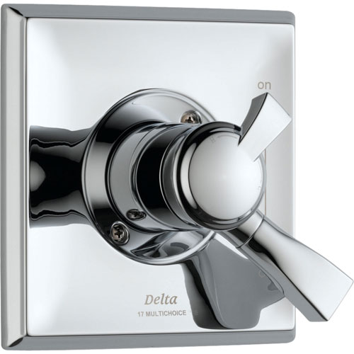 Qty (1): Delta Dryden Temperature and Volume Control Chrome Shower Faucet Trim kit