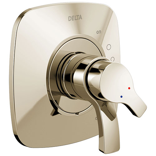 Qty (1): Delta Tesla Collection Polished Nickel Monitor 17 Dual Temperature and Water Pressure Shower Faucet Control Handle Trim